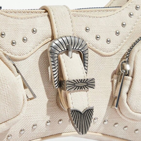 Apricot Women's country western Boho Shoulder Rhinestone Decoration Bag - Picture 6 of 8